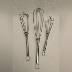 Premium Silver Whisk Trio for Versatile Kitchen Use
